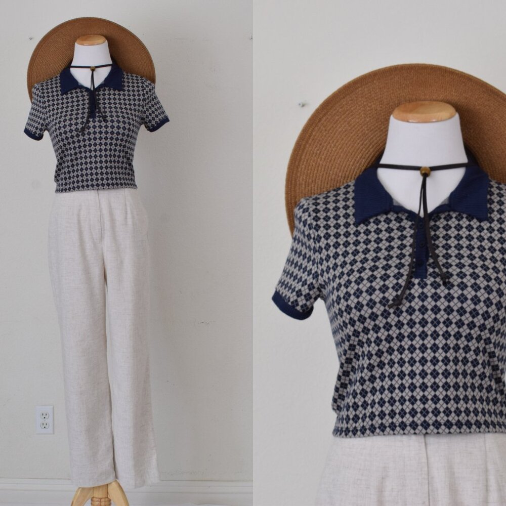 Poly/Rayon Spandex Short-Sleeved collared blouse‎ by Pink Rose size M